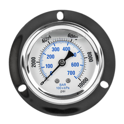 50 mm industrieller flüssigkeitsgefüllter Öldruckmesser mit doppelter Skala von 0 bis 70 psi
