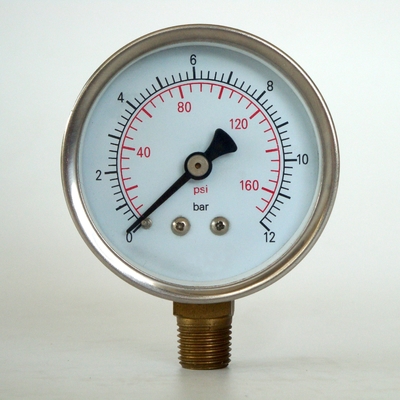 Stange des 63mm Edelstahl-Manometer-12 160-P-/indoppel- Skala Messing-Internals-Manometer