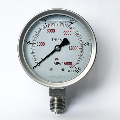 15000 Silikon-öl- gefülltes Manometer 100mm Walter Oil Gas Pressure Gauge P/in 600MPa