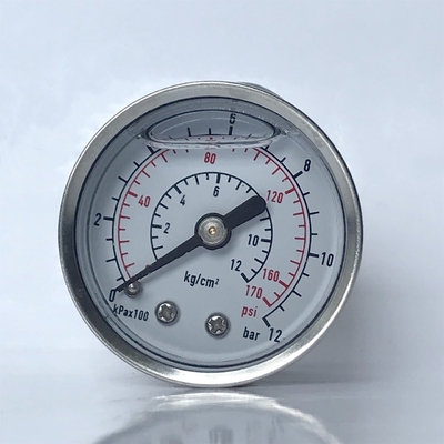 40mm 12 Stange Manometer-Nickel überzogen Messingverbindungs-Edelstahl-Kasten-Flüssigkeit-gefülltes Manometer