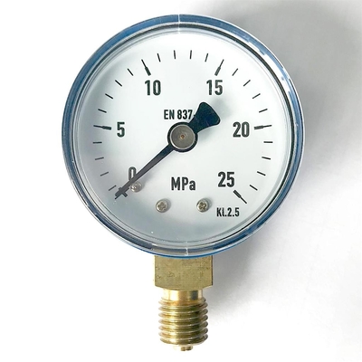 50mm Blau gemaltes Stahlrechtssache 25 MPa-Sauerstoff-Manometer-nassgemachtes Teil-Gebrauchsmessingmanometer