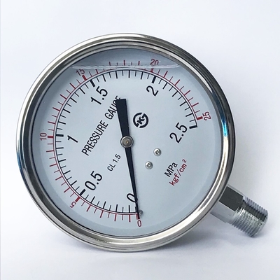 100mm 2,5 MPa-Silikon-öl- gefülltes Manometer chromierte Messingverbindungs-Flüssigkeit-gefülltes Manometer